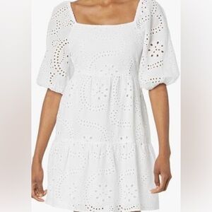 Sanctuary White Eyelet Puff Sleeve Dress